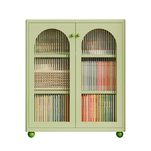 中古风铁皮书柜一体整墙家用客厅环保无甲醛宝宝小书架展示储物柜