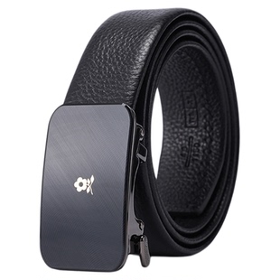 梦特娇新款男士休闲西裤腰带头层牛皮潮流时尚百搭内穿自动扣皮带