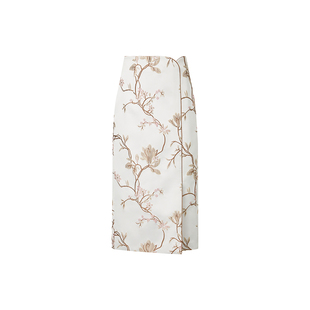 HUI卉皎皎玉兰色织提花精巧缎面一步刺绣高腰显瘦复古包臀半身裙