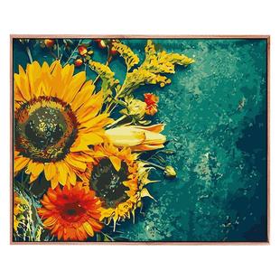 diy数字油画手工涂色填色画高级感花卉客厅大幅横版向日葵肌理画