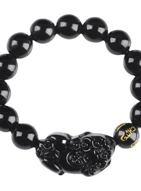 情侣黑曜石潮流貔貅手链招财转运