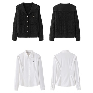 东京岁时记jk宽松早春慵懒风海军JK黑色毛衣针织开衫外套女制服秋