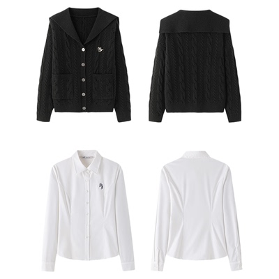 东京岁时记慵懒风海军领毛衣外套