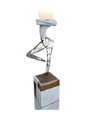 巧匠玻璃钢人物雕塑舞蹈学院室内仿真芭蕾舞女孩金属发光艺术摆件