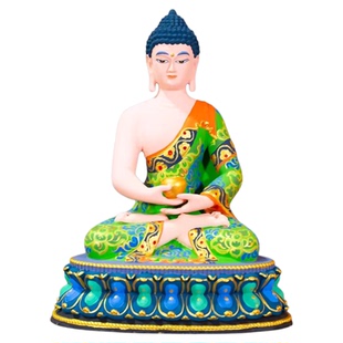 藏式纯铜彩绘七寸帕拉五方佛佛像手工精品古鎏金铜像家用供奉摆件