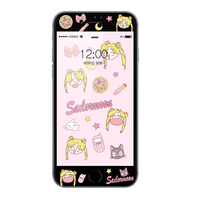 苹果美少女iphone8可爱钢化膜