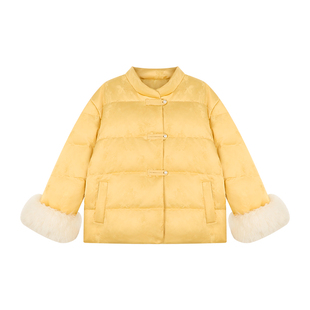 Amybaby女童上衣冬季2025新款中国风唐装加厚羽绒棉服拜年外套