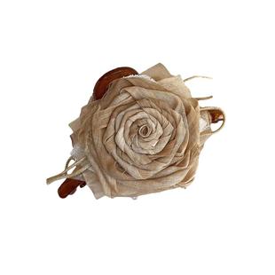 干枯玫瑰花抓夹女2024新款高级感超大号鲨鱼夹后脑勺古风发夹头饰