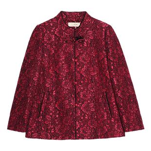 妈妈春秋外套唐装加肥加大码喜婆婆汉服中老年时尚女装过年服