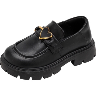 女童鞋子儿童公主小皮鞋2025新款秋季女宝黑色乐福单鞋英伦配礼服