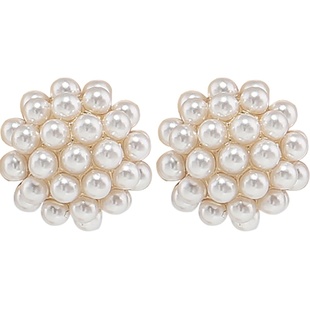 925银针珍珠花苞耳钉百搭超仙耳环女气质韩国个性简约冷淡风耳饰