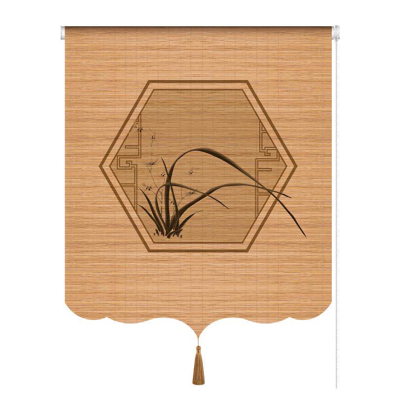 家用佛龛遮挡帘中式免打孔竹卷帘