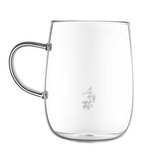 启明缘玻璃单层手柄绿茶杯喇叭口带把泡茶杯茶室家用大肚子水杯子