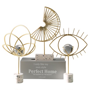 轻奢金属摆件家居客厅玄关电视酒柜装饰品办公室桌面北欧工艺摆设