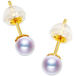 海蒂珠宝 点睛 正圆Akoya小灯泡海水珍珠耳钉女 G18K送女友耳环