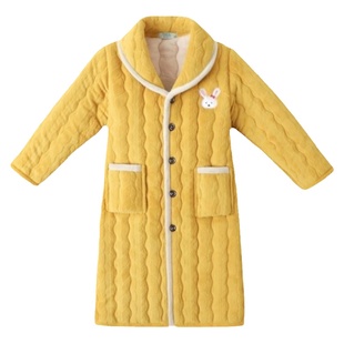 儿童加厚睡袍冬季夹棉女童男童珊瑚绒可爱男孩宝宝女孩浴袍家居袍