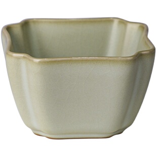 汝窑高端主人杯茶杯单杯四方杯仿古茶盏景德镇陶瓷汝瓷品茗杯开片