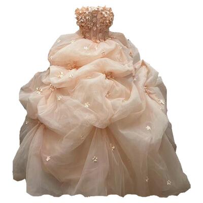 摄影主题写真婚纱抹胸蓬蓬蛋糕裙