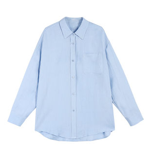 MULVAN 百搭衬衫 亚麻轻薄宽松衬衣女春夏慵懒风长袖防晒衫上衣