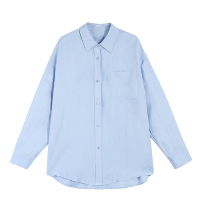 亚麻轻薄宽松衬衣女春夏慵懒风