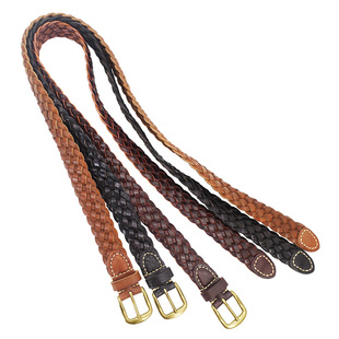 纯牛皮编织皮带vintage男女款通用牛皮腰带简约百搭文艺铜扣裤带