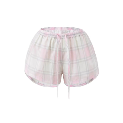 辣妹格子短裤女阔腿裤