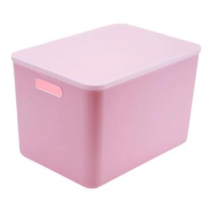 粉色加厚塑料收纳盒带盖含提手浴室卧室桌面杂物化妆品内衣收纳箱