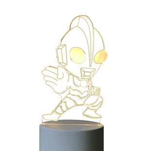 奥特曼小夜灯卧室睡眠灯插电卡通男孩儿童台灯床头房间七彩伴睡灯