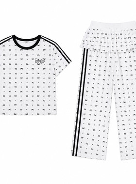 韩系运动短袖长裤睡衣套装家居服