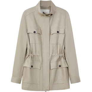 【T.W.R.C】TeenieWeenie小熊女装春秋款宽松立领收腰外套twrc