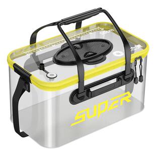 渔之源活鱼桶新款折叠多功能鱼护桶热压成型钓鱼桶透明鱼箱装鱼桶