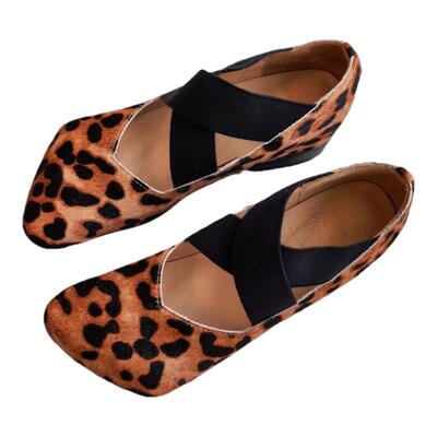 马年豹纹马毛脚趾芭蕾单鞋