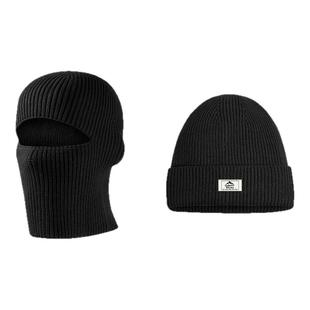 秋冬巴拉克拉法帽子一帽两用头套防风护脸罩复古黑色毛线针织冷帽