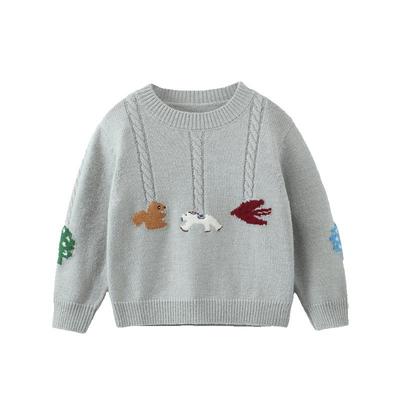 [骏马福裳羊毛]齐齐熊男童毛衣加厚冬款宝宝上衣儿童半高领针织衫