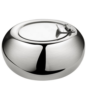 丹麦不锈钢烟灰缸家用客厅防烟味创意轻奢办公室大号防飞灰有带盖