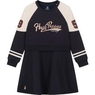 暇步士童装女童连衣裙秋冬新款儿童一体绒卫衣裙大童休闲长袖裙