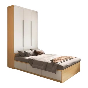 实木多层板榻榻米衣柜床一体组合靠墙小户型卧室家用带儿童书桌床