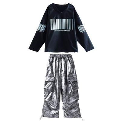 儿童街舞演出服套装帅气皮衣炫酷