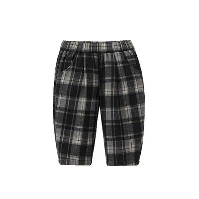 齐齐熊男童裤子加厚冬款格子