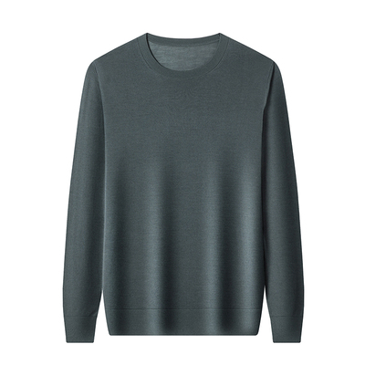 高支100%精纺美丽诺羊毛衫男圆领