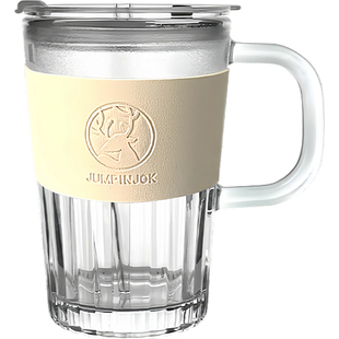 JUMPINJOK 吸管杯高颜值带把玻璃水杯高级感办公室咖啡杯子男女生