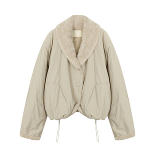 【白鹿同款】原创正品PHISM25年秋冬新品翻领毛外套保暖女款棉服