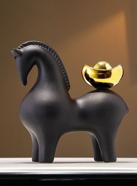 马上有钱摆件高颜值新中式玄关客厅饭厅书房办公摆设新房开 ??业