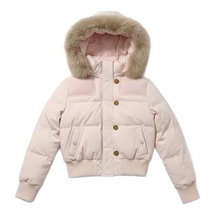 ECHOSTA 粉色90新国标白鸭绒羽绒服毛领保暖厚外套短款韩系女冬季