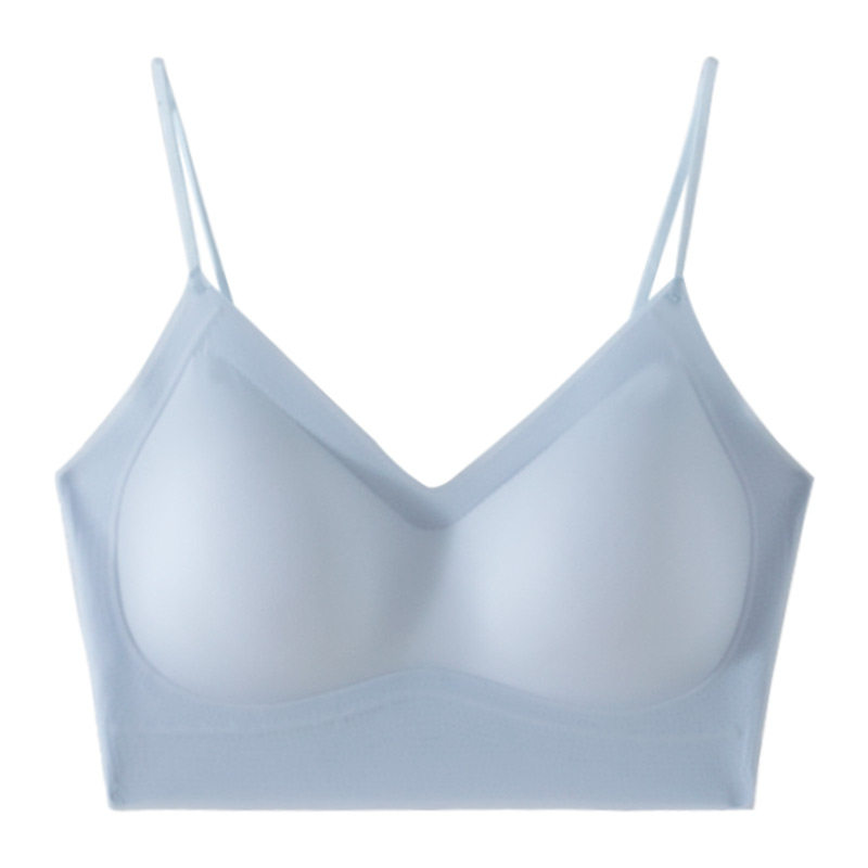 轻薄凉感无痕内衣女夏加厚胸垫小胸聚拢显大细肩带美背文胸无钢圈