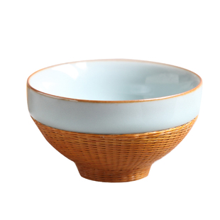 刘氏竹编竹丝扣瓷主人杯专用茶杯集精致轻奢纯手工艺伴手礼品非遗