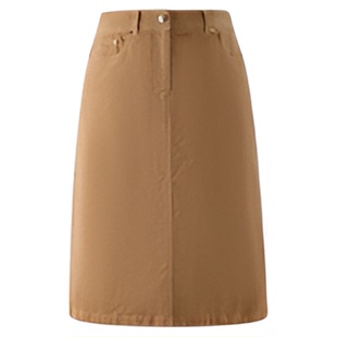 Eland衣恋半身裙女纯色休闲直筒裙开衩中长裙2025冬季新款