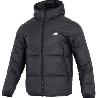 NIKE耐克 保暖连帽黑色面包羽绒服夹克冬季防风外套男 DV1132-010