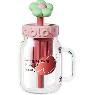 bablov玻璃杯女生高颜值茶水分离泡茶杯子大容量耐高温带吸管水杯
