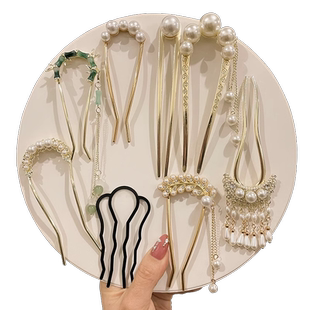 发簪女盘发神器簪子u型发夹发钗新中式古风高级感u形夹子插梳头饰